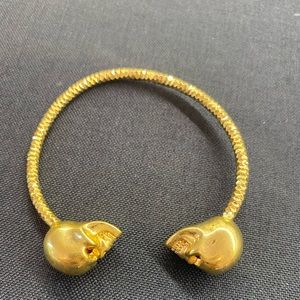 Alexander McQueen Gold Twin Skull Bracelet